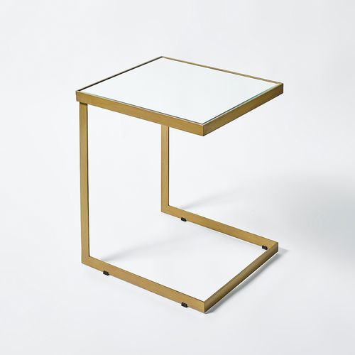 Tavolo d'appoggio contemporaneo - Tablo - DEKNUDT MIRRORS  - in vetro / con supporto in metallo / rettangolare