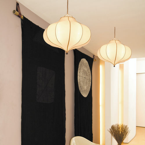 Lampada a sospensione - LOTUS - GONG - in metallo / in cotone / in seta