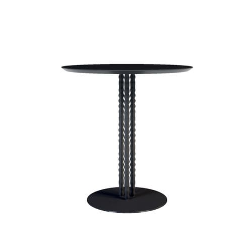 Tavolo d'appoggio contemporaneo - Fontaine - Jetclass - impiallacciato in legno / con supporto in metallo laccato / rotondo