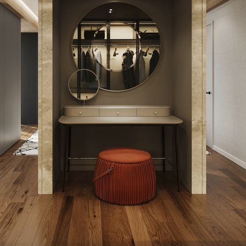Pouf contemporaneo - Ribbon - Jetclass - in tessuto / in pelle / tondo