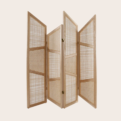 Paravento contemporaneo - SUMMERLAND - NADA DEBS - in legno / in paglia / pieghevole