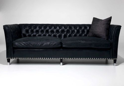 Divano classico - FLORENCE - ORIOR BY DESIGN LTD - in pelle / nero / 3 posti