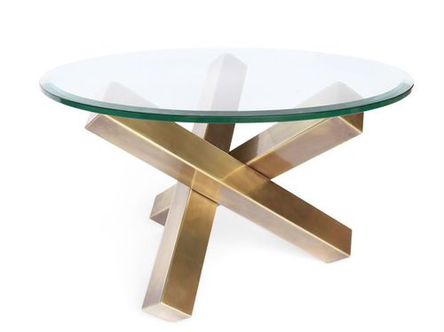 Tavolino basso contemporaneo - JAX - VILLIERS - in vetro / in metallo / rotondo
