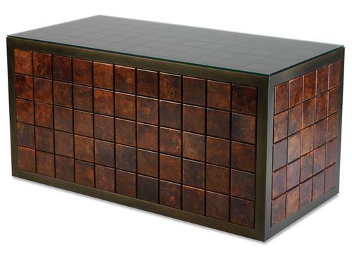 Tavolino basso contemporaneo - PRISMA BLOCK 04 - VILLIERS - in metallo patinato / in rame / rettangolare