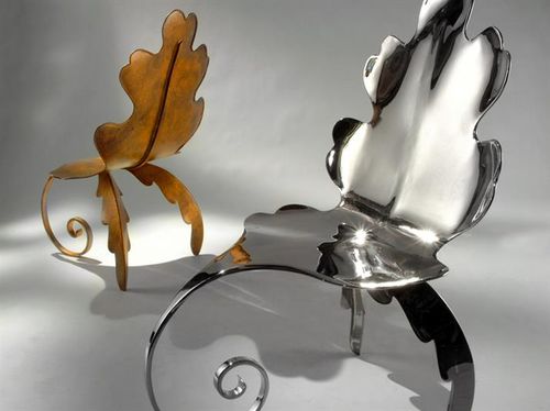 Sedia design organico - OAK LEAF - VILLIERS - da interno / in metallo / per uso residenziale