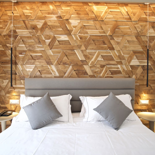 Pannello decorativo da parete - Jazz Teak - WONDERWALL STUDIOS - per interni / di rivestimento / in teak riciclato