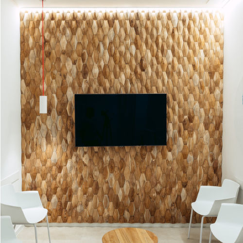 Pannello decorativo di rivestimento - Cameo Teak - WONDERWALL STUDIOS - da parete / in teak riciclato / 3D
