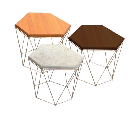 Tavolo d'appoggio contemporaneo - FACET ROCK - PLATO - in teak / pentagonale / per uso residenziale