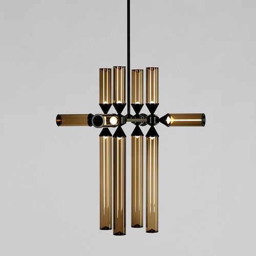 Lampadario contemporaneo - CASTLE 12-02 - Roll & Hill - in vetro / in alluminio / contract