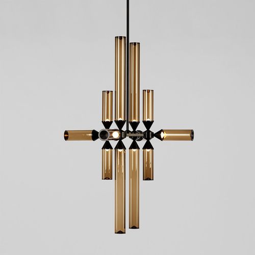 Lampadario contemporaneo - CASTLE 12-03 - Roll & Hill - in vetro / in alluminio / contract