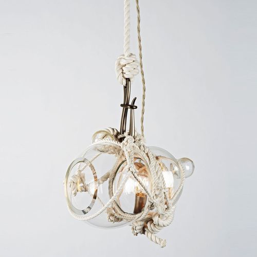 Lampada a sospensione - KNOTTY BUBBLES - Roll & Hill - in vetro soffiato / in corda / contemporanea