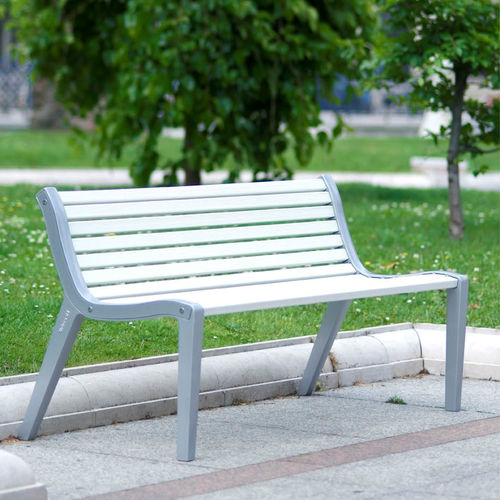 Panca per spazi pubblici contemporanea - PASEO - Urbes 21 - in acciaio / in ghisa di alluminio / con schienale