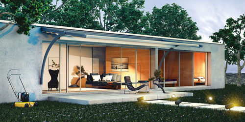 Pergola addossata - MN1  - ALBAYRAK  - sospesa / in alluminio / con copertura scorrevole