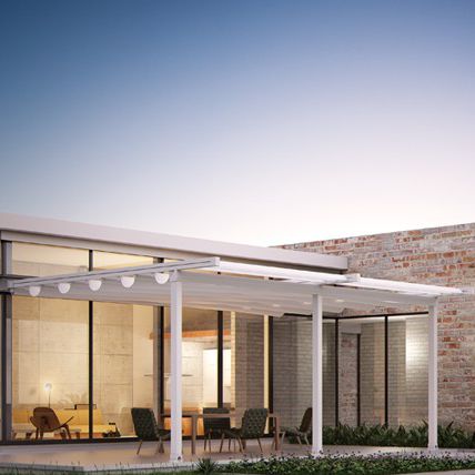 Pergola addossata - FLAT  - ALBAYRAK  - in alluminio / con copertura in tela / contract