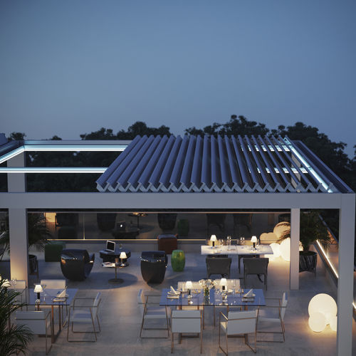 Pergola autoportante - EXXEN - ALBAYRAK  - in alluminio / a lamelle orientabili / con copertura scorrevole
