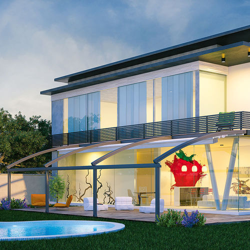Pergola addossata - RADIAN  - ALBAYRAK  - in alluminio estruso / con copertura in tela / su misura
