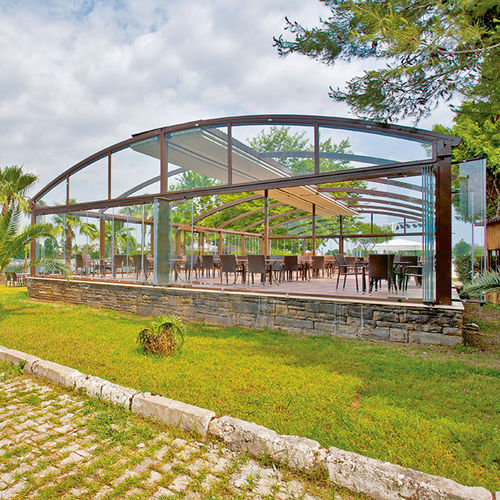 Pergola autoportante - TW33  - ALBAYRAK  - in alluminio / con copertura in tela / con copertura in vetro