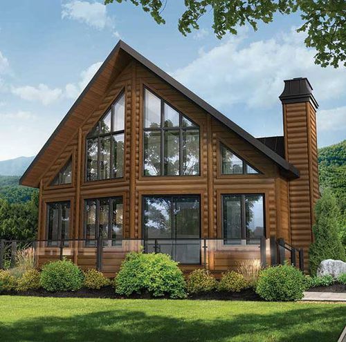 Casa in legno massiccio assemblato - Kelowna - TIMBER BLOCK  - ecologica / classica / a due piani