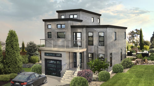 Casa in pseudomuratura - Bellevue - TIMBER BLOCK  - contemporanea / a due piani / MOB
