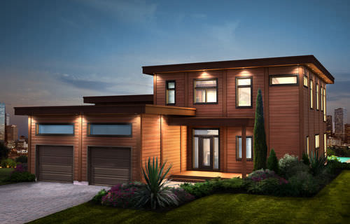 Casa in legno massiccio assemblato - Sierra Vista - TIMBER BLOCK  - ecologica / contemporanea / a due piani