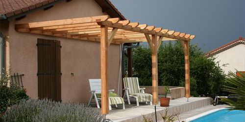 Pergola addossata - GIPEN - in legno / con copertura in legno / su misura