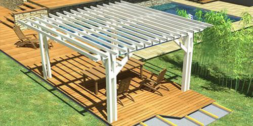 Pergola autoportante - GIPEN - in legno / con copertura in legno / su misura