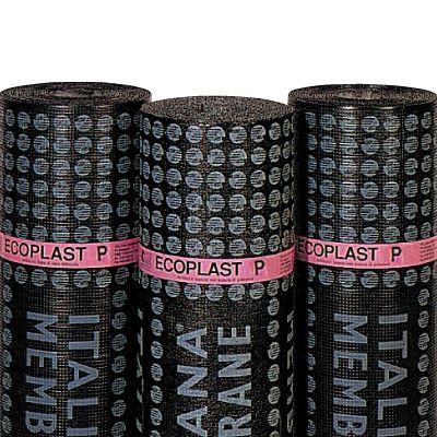 Membrana impermeabilizzante per costruzione di ponti - ECOPLAST P - ITALIANA MEMBRANE SPA  - in rotoli / bituminosa / in ardesia