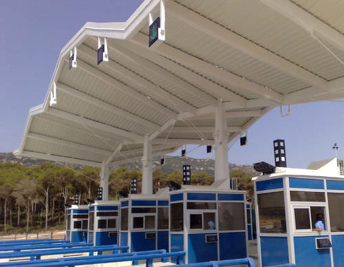 Tensostruttura su ossatura metallica - AUTOROUTE SMIR - Jet contractors - padiglione / per copertura / con membrana in PVC