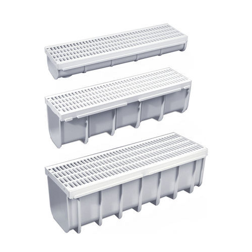 Canaletta con griglie - CN13+GC13-03 - STAMPLAST SRL - in polipropilene / per piscina / bianca
