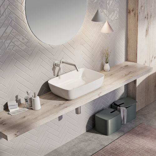 Lavabo da appoggio - NEO R - BALTECO AS - in Solid Surface / rettangolare / senza foro