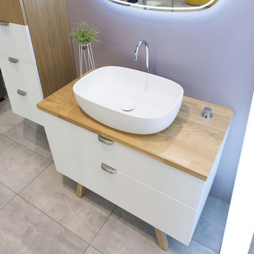 Lavabo da appoggio - TRAPEZ - BALTECO AS - in Solid Surface / con piano integrato / senza foro