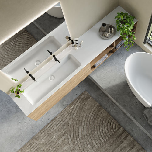 Piano lavabo su misura - Xonyx - BALTECO AS - doppio / in Solid Surface