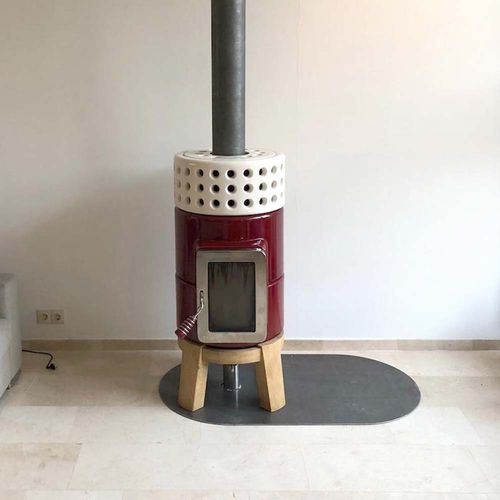 Stufa a legna - ROUNDSTACK WOOD SIZE 1 - LA CASTELLAMONTE Stufe di Ceramica - 0 - 5 kW / 5 kW...10 kW / con piedi