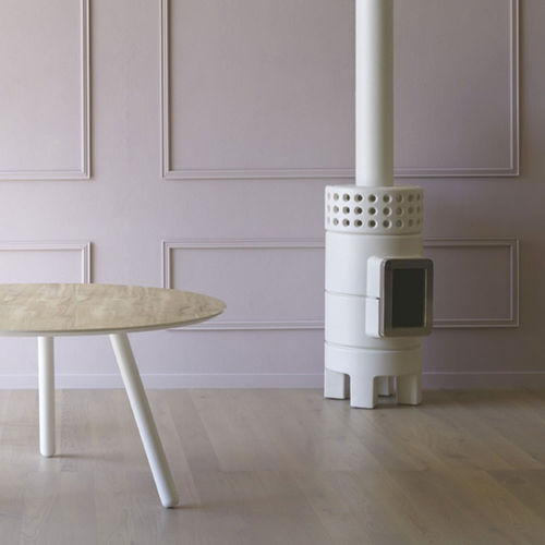 Stufa a legna - RoundStack Slim - LA CASTELLAMONTE Stufe di Ceramica - 5 kW...10 kW / con piedi / centrale