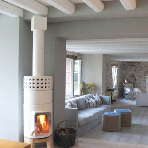 Stufa a legna - ROUNDSTACK SIZE 2 - LA CASTELLAMONTE Stufe di Ceramica - 0 - 5 kW / 5 kW...10 kW / con piedi