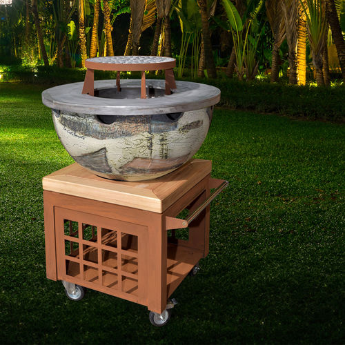 Braciere da giardino a legna - FOCULUS MEDIUM 80 - LA CASTELLAMONTE Stufe di Ceramica - in acciaio inossidabile / in corten / in castagno