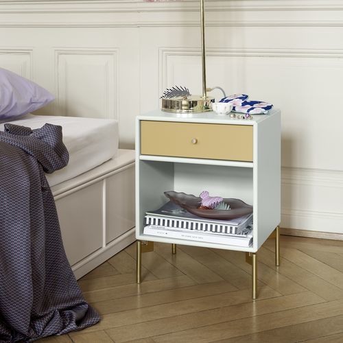 Comodino contemporaneo - DREAM - Montana Furniture - in MDF laccato / con supporto in MDF laccato / con supporto in ottone