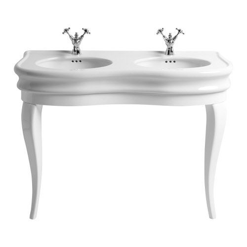 Lavabo autoportante - LAM120W - Windsor Bathroom Company - in ceramica / in legno massiccio / doppio
