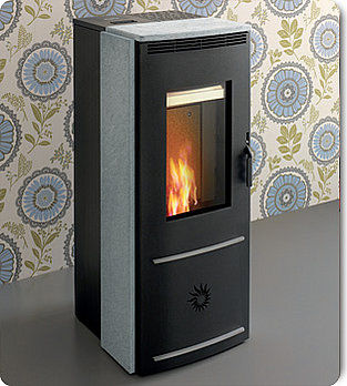 Stufa a pellet - AXEL PLUS  - CS THERMOS S.R.L. - contemporanea / in steatite / nera