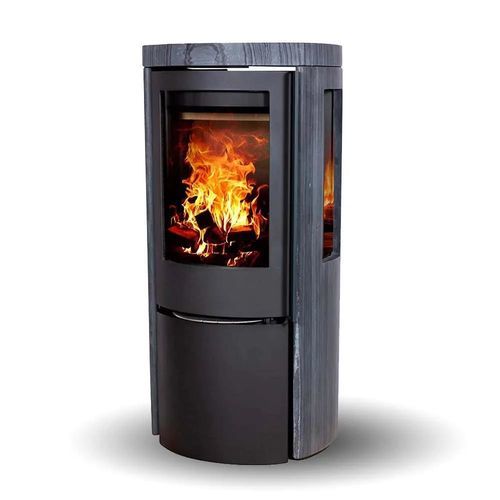 Stufa a legna - COZY CLASSIC DARK SANDSTONE SIDEGLASS - Jydepejsen A/S - da appoggio / a 3 facce / tradizionale