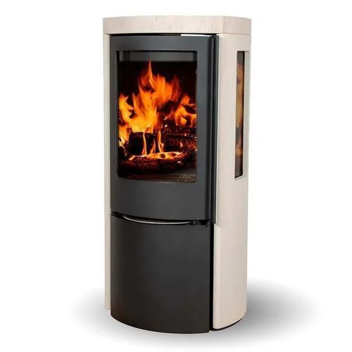 Stufa a legna - COZY CLASSIC MOCA CREAM SANDSTONE SIDEGLASS - Jydepejsen A/S - da appoggio / a 3 facce / tradizionale