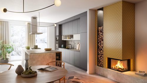 Inserto per camini a 2 facciate - Varia 2R-62h - Spartherm - The Fire Company - a legna / convezione forzata canalizzata / moderno