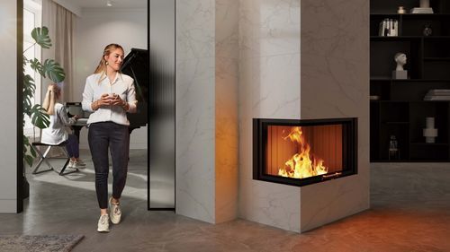 Inserto per camini ad angolo - Varia 2L-80h - Spartherm - The Fire Company - a legna / telecomandato / classe A+