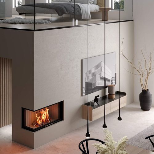 Inserto per camini ad angolo - VARIA 2L-100H - Spartherm - The Fire Company - a legna / classe A+ / telecomandato