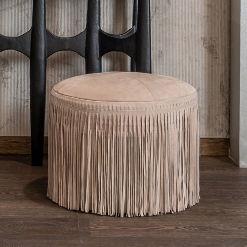 Pouf contemporaneo - FELIX S - EUROFASHION HOMETEXTILES & CONCEPTS - in pelle / tondo / bianco