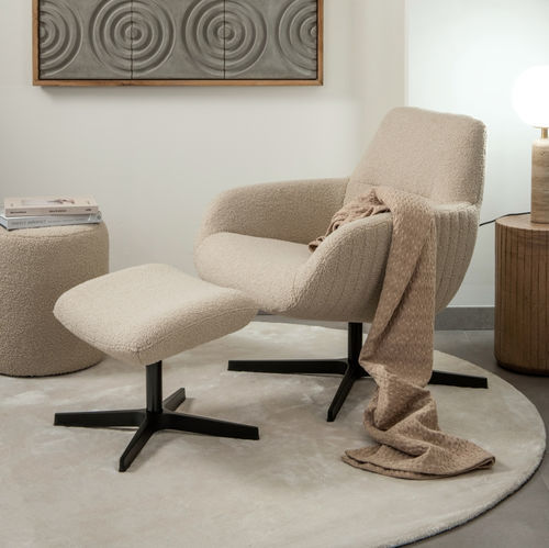 Poltrona contemporanea - FINLEY - EUROFASHION HOMETEXTILES & CONCEPTS - in tessuto / in metallo / con poggiapiedi