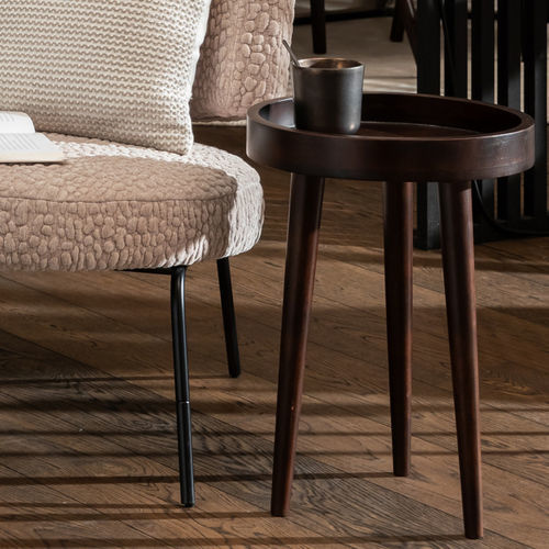 Tavolo d'appoggio contemporaneo - ALBA - EUROFASHION HOMETEXTILES & CONCEPTS - in acacia / con supporto in legno / rotondo