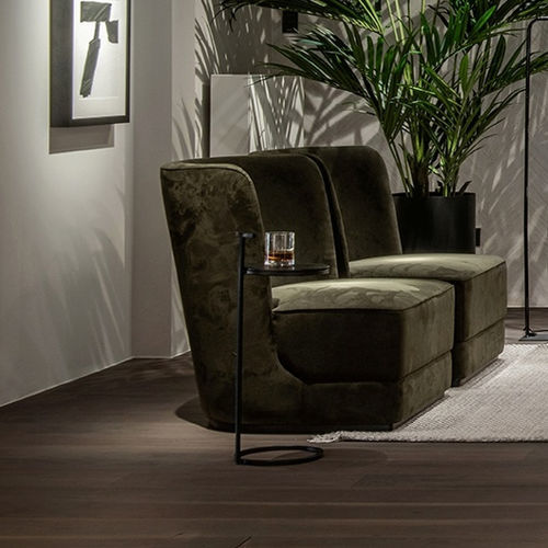 Tavolo d'appoggio contemporaneo - BERLIN - EUROFASHION HOMETEXTILES & CONCEPTS - in ferro / con supporto in alluminio / rotondo