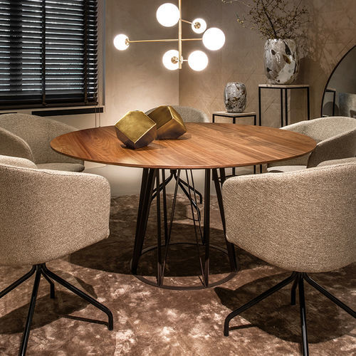 Tavolo contemporaneo - BOSTON - EUROFASHION HOMETEXTILES & CONCEPTS - in MDF / con supporto in ferro / rotondo