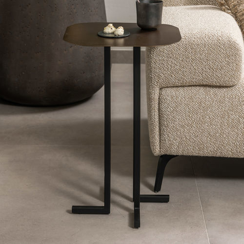 Tavolo d'appoggio contemporaneo - FALUN - EUROFASHION HOMETEXTILES & CONCEPTS - in ferro / con supporto in ferro / quadrato